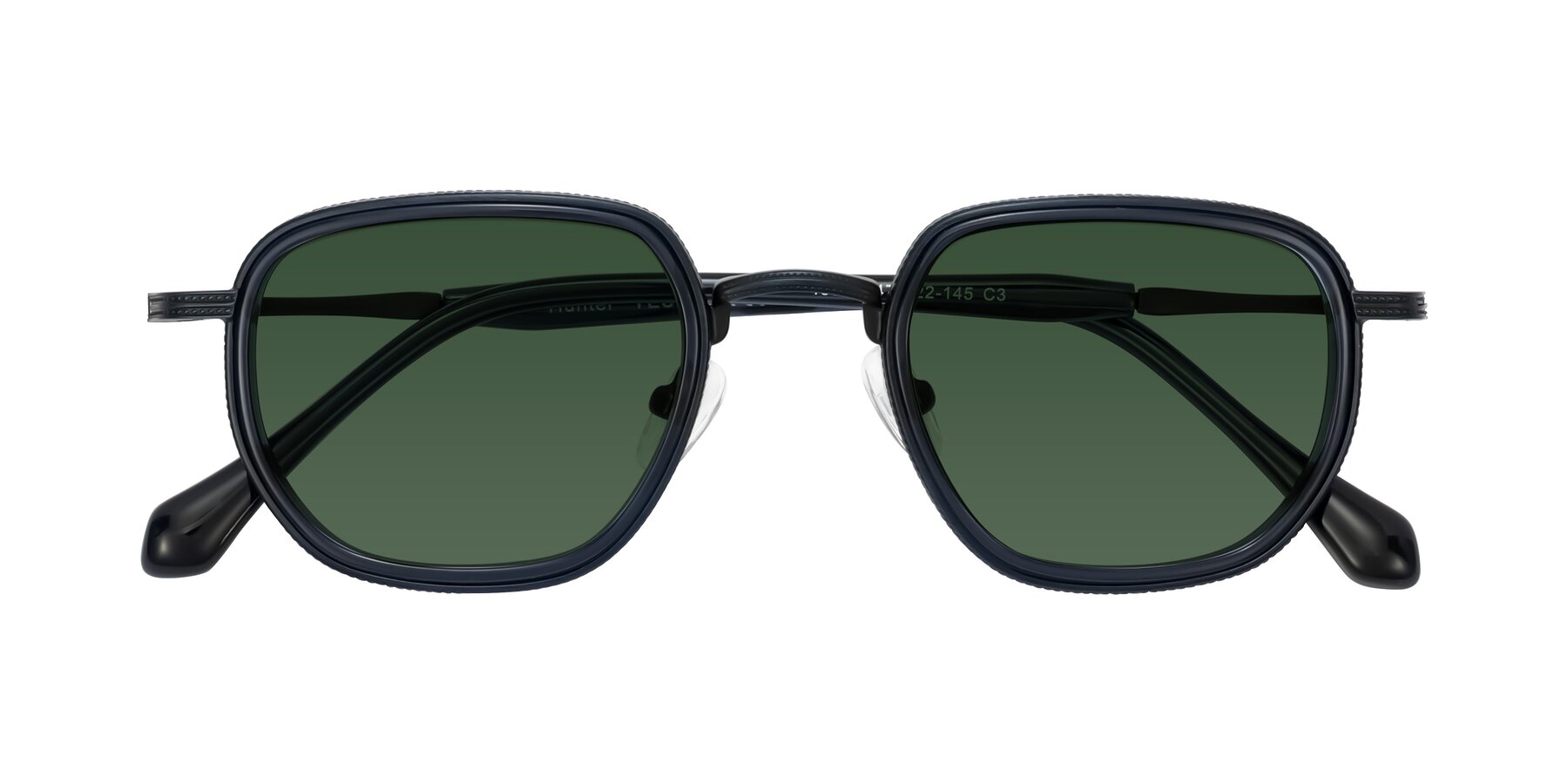 Folded Front of Hunter in Midnight Blue with Green Tinted Lenses