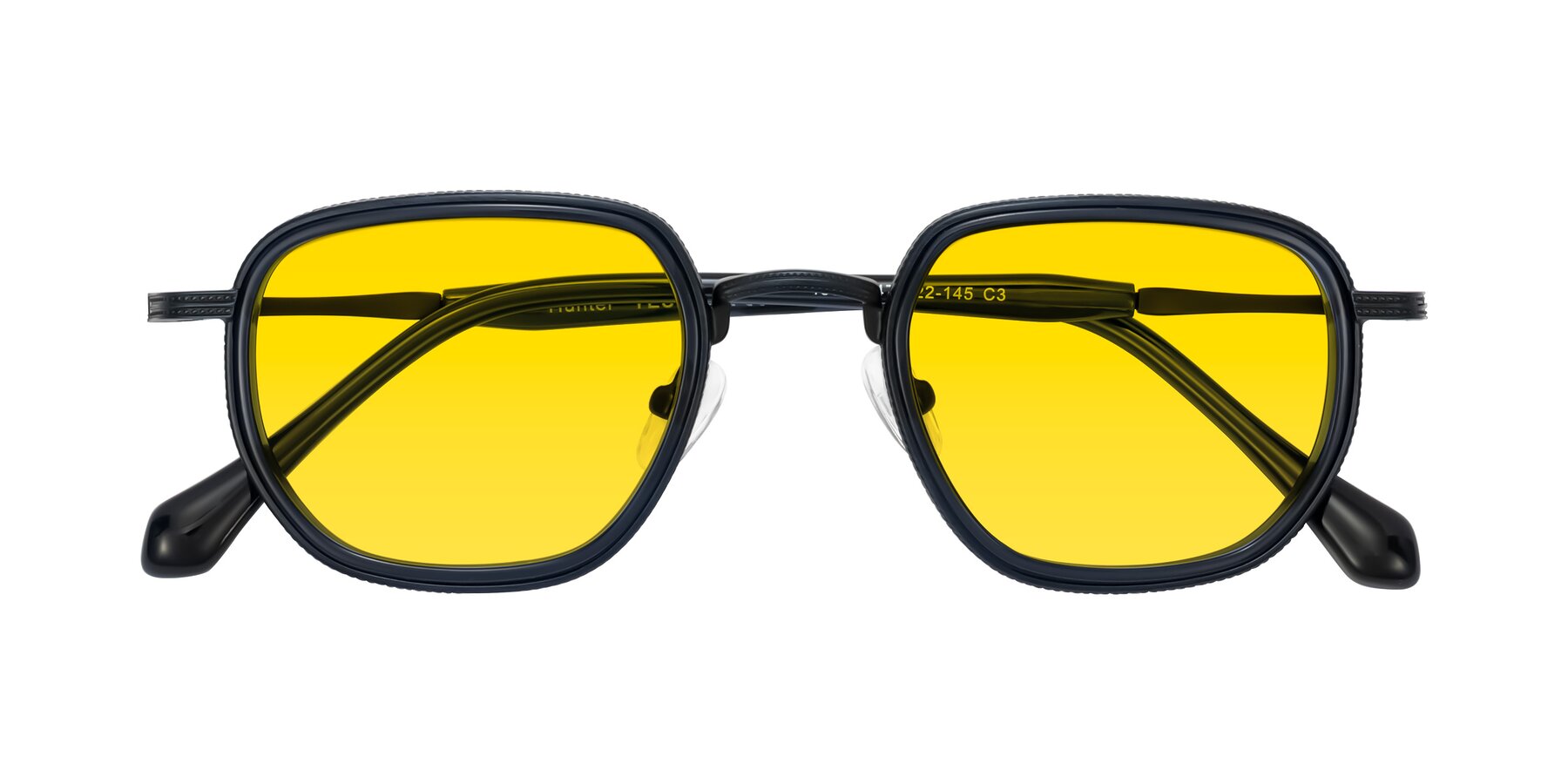 Folded Front of Hunter in Midnight Blue with Yellow Tinted Lenses