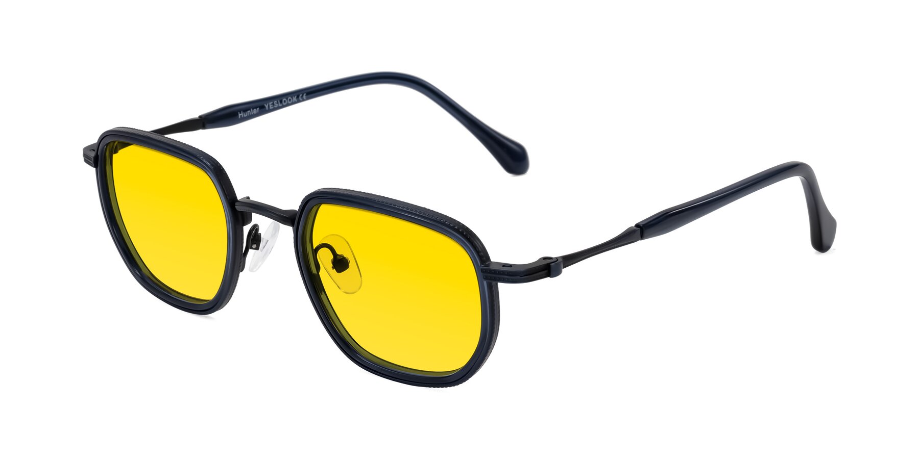 Angle of Hunter in Midnight Blue with Yellow Tinted Lenses
