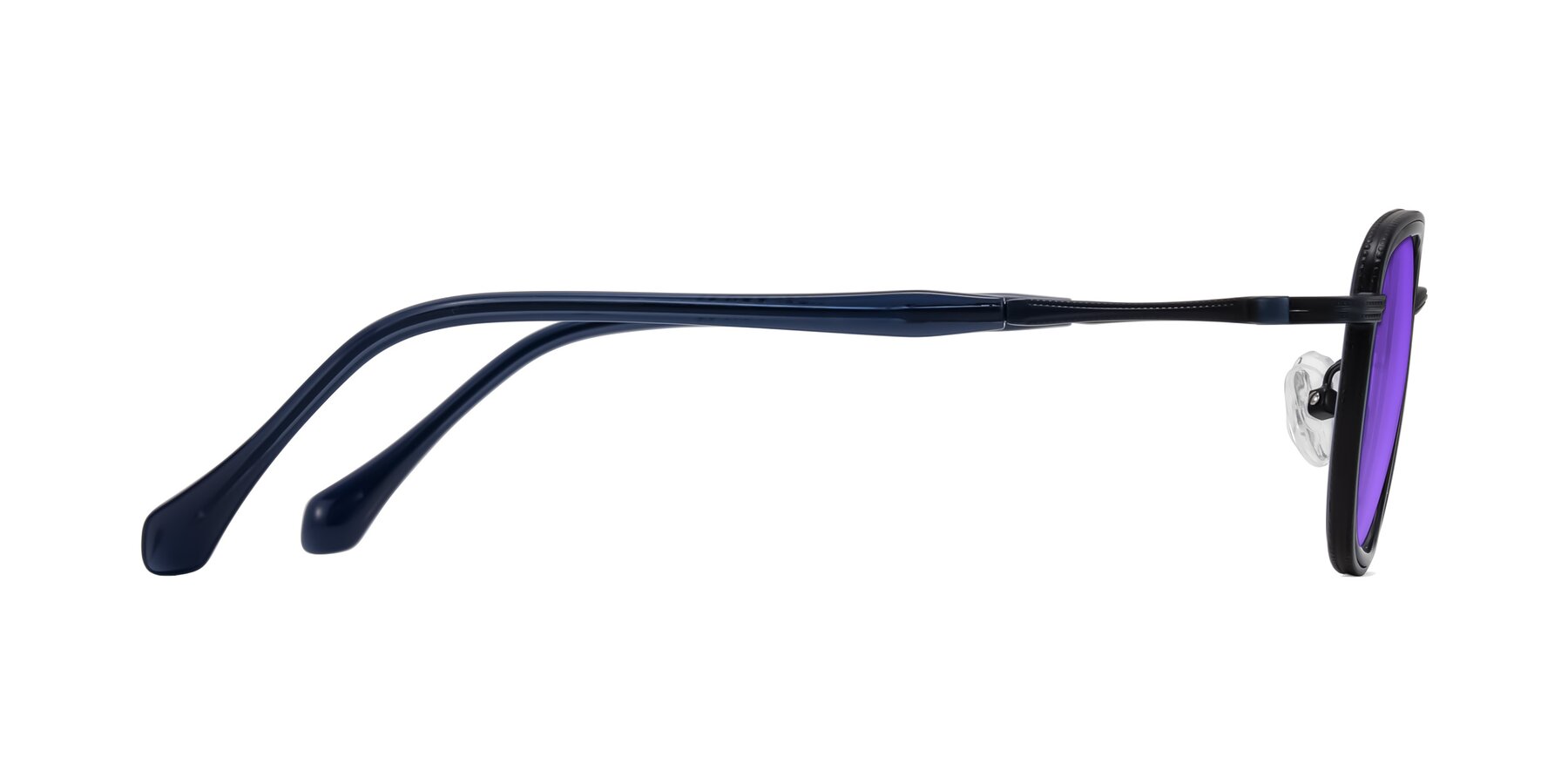 Side of Hunter in Midnight Blue with Purple Tinted Lenses