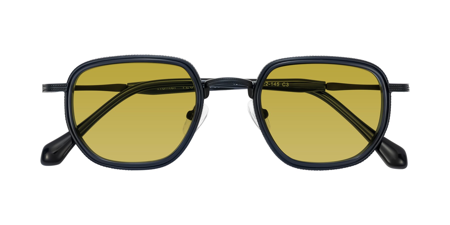 Folded Front of Hunter in Midnight Blue with Champagne Tinted Lenses