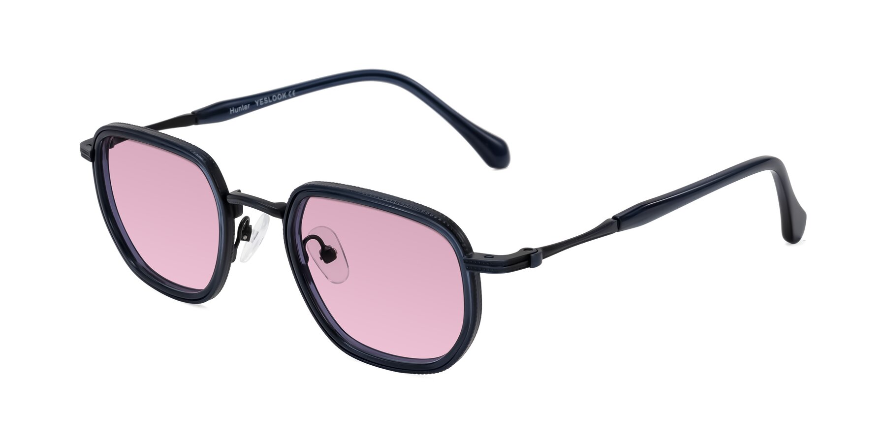 Angle of Hunter in Midnight Blue with Light Wine Tinted Lenses