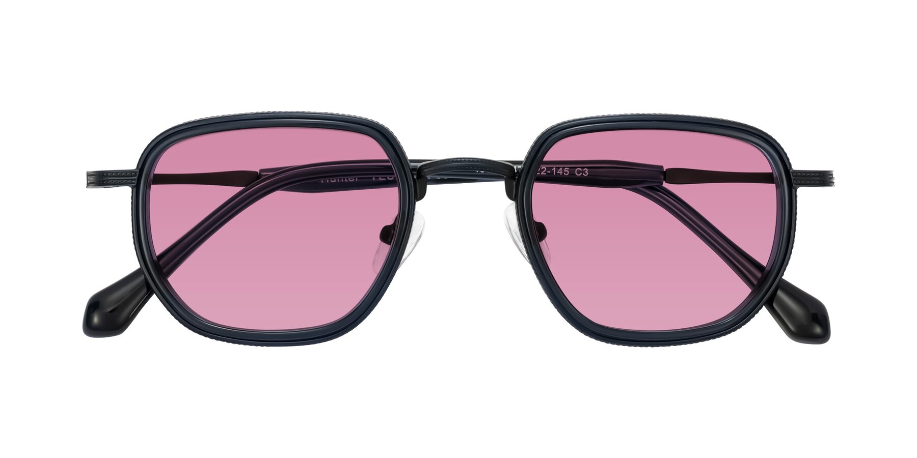 Folded Front of Hunter in Midnight Blue with Medium Wine Tinted Lenses
