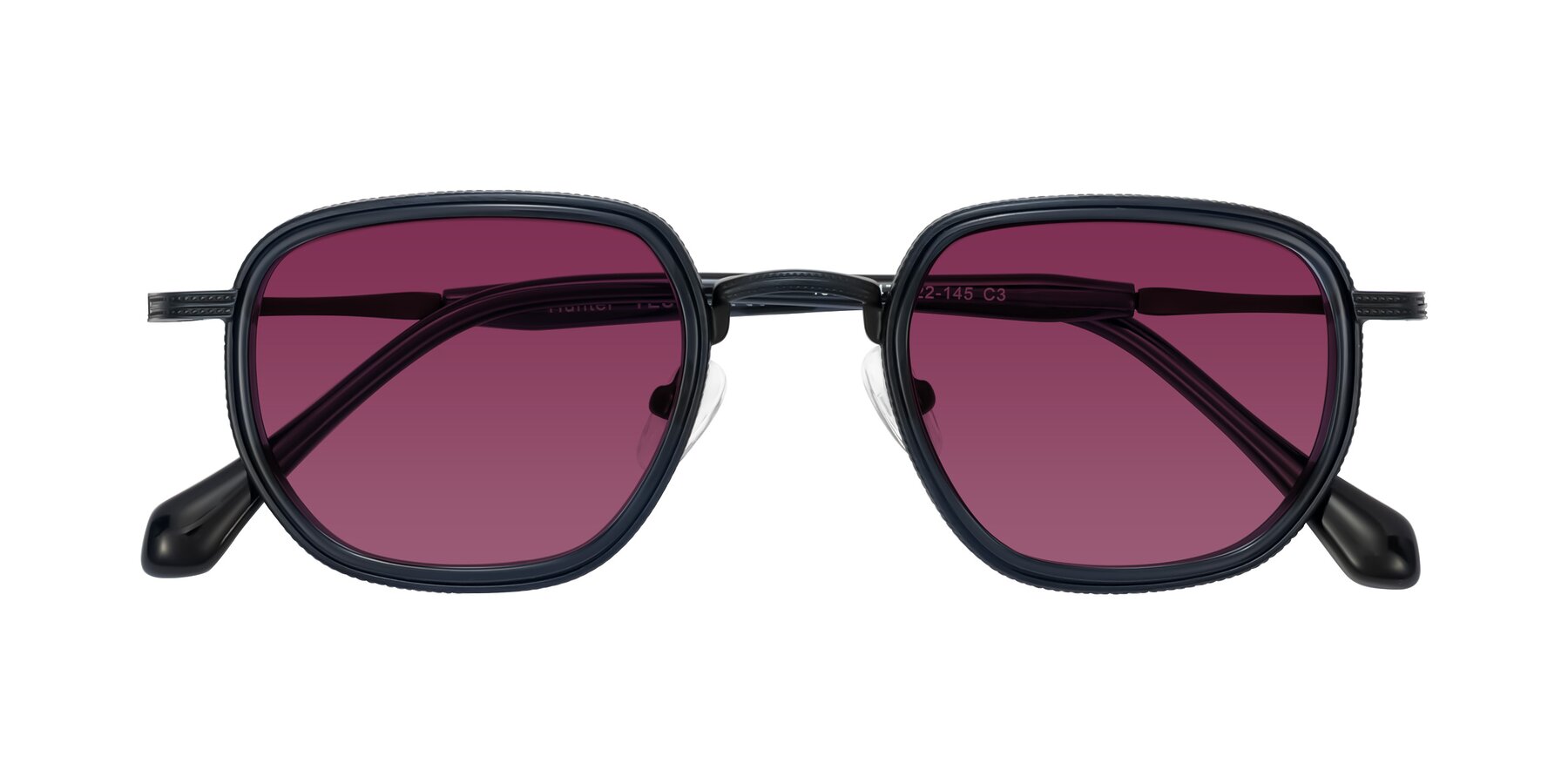 Folded Front of Hunter in Midnight Blue with Wine Tinted Lenses