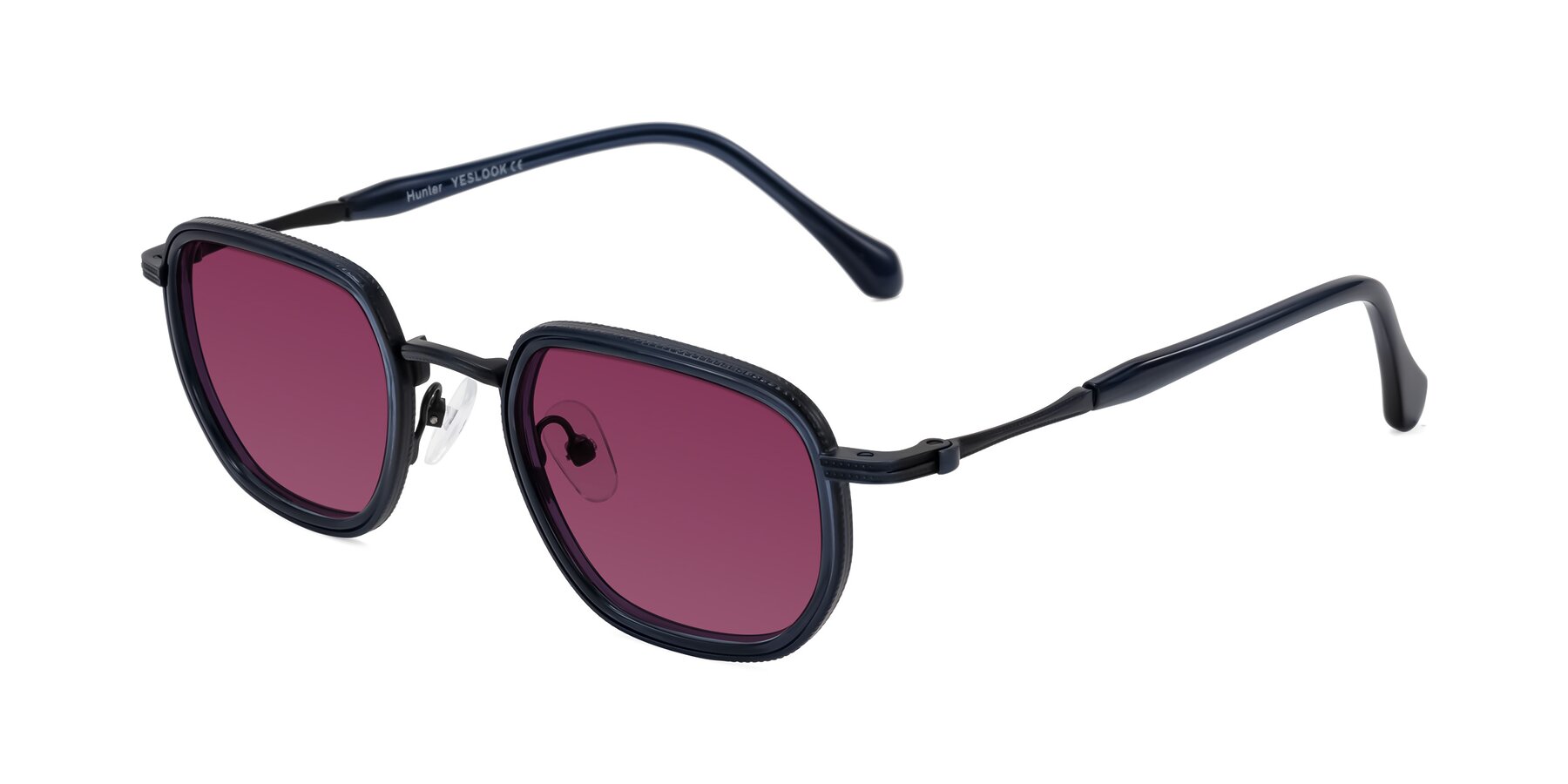 Angle of Hunter in Midnight Blue with Wine Tinted Lenses