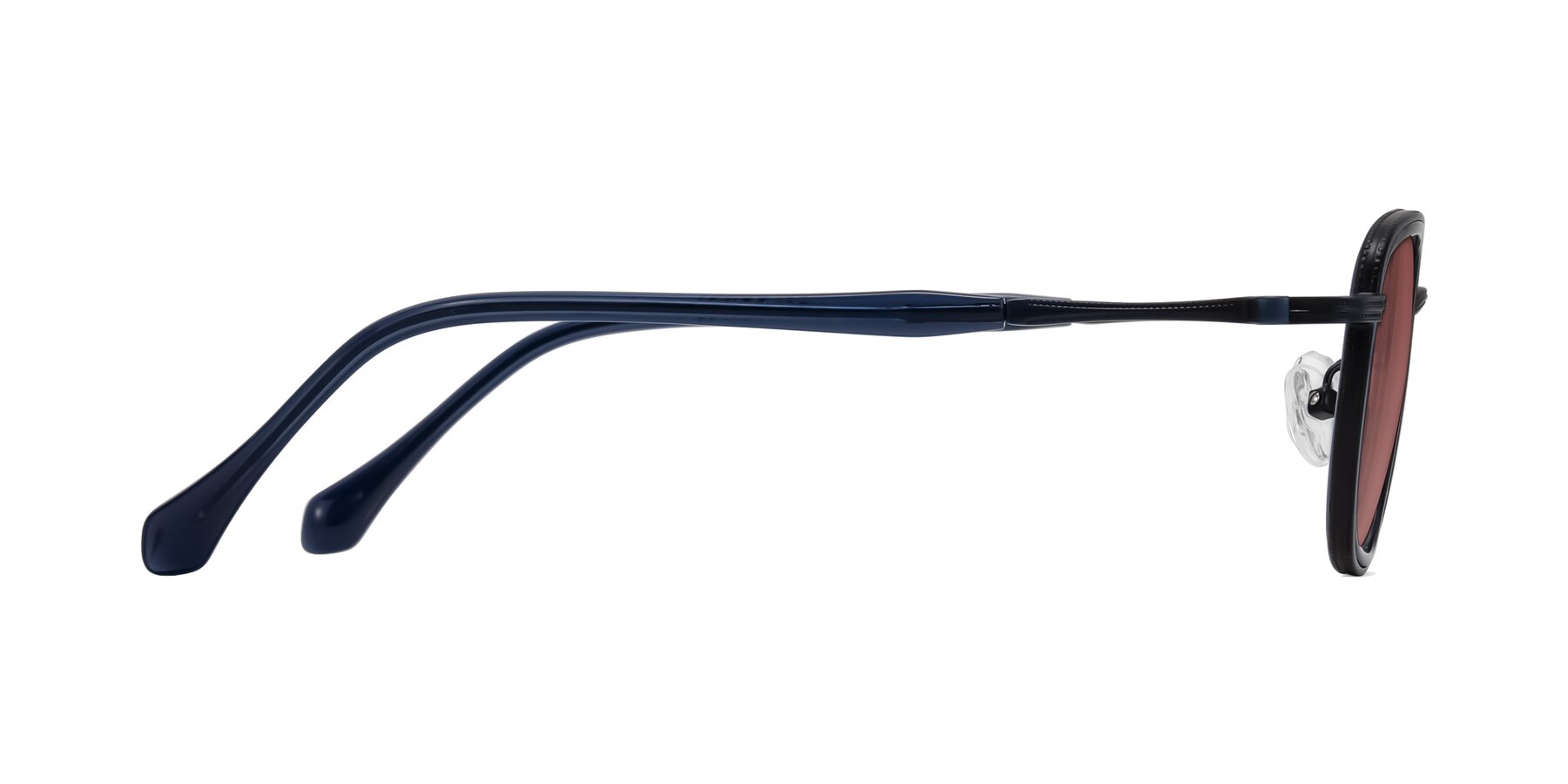Side of Hunter in Midnight Blue with Garnet Tinted Lenses