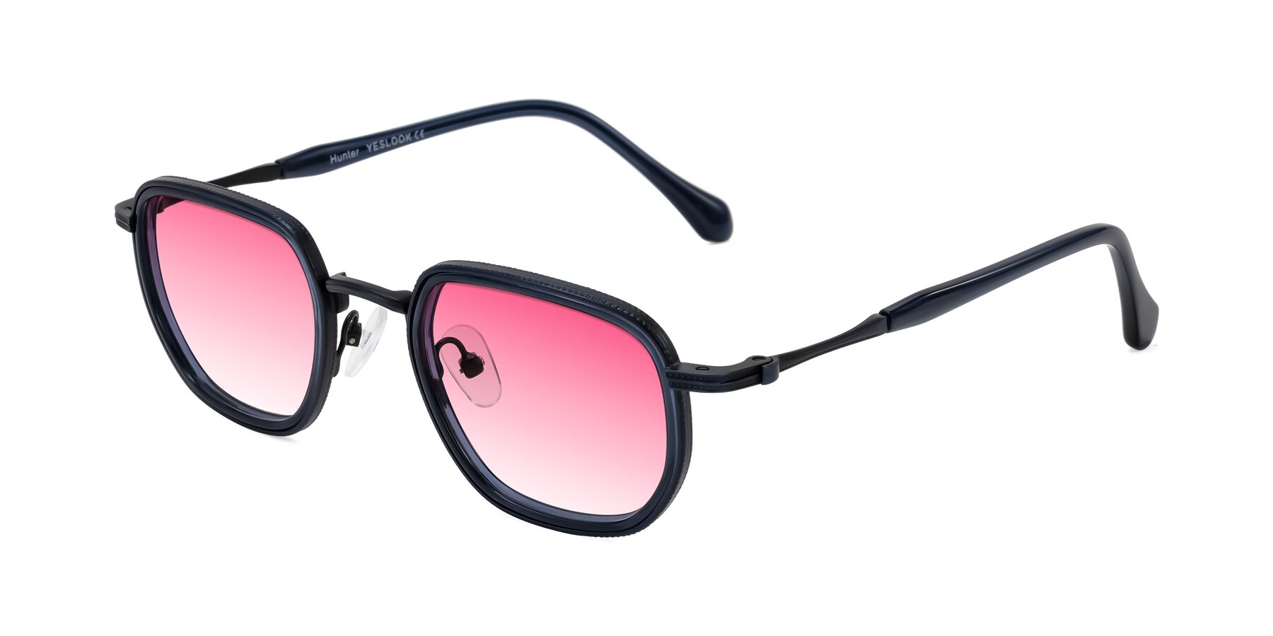 Angle of Hunter in Midnight Blue with Pink Gradient Lenses