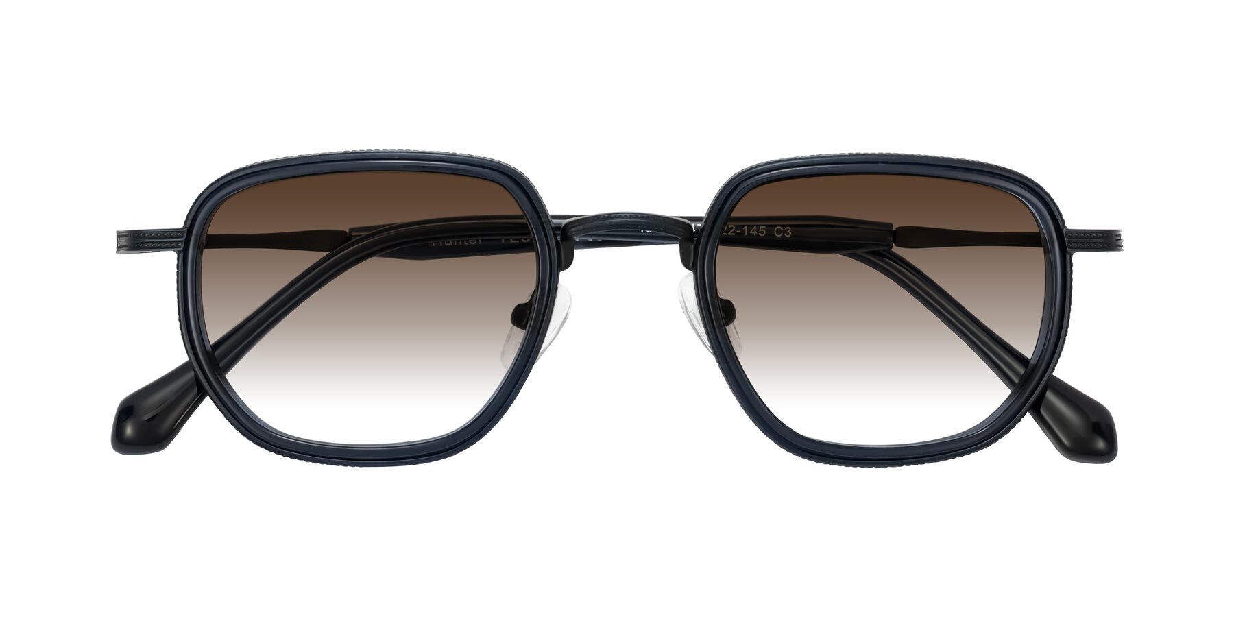 Folded Front of Hunter in Midnight Blue with Brown Gradient Lenses