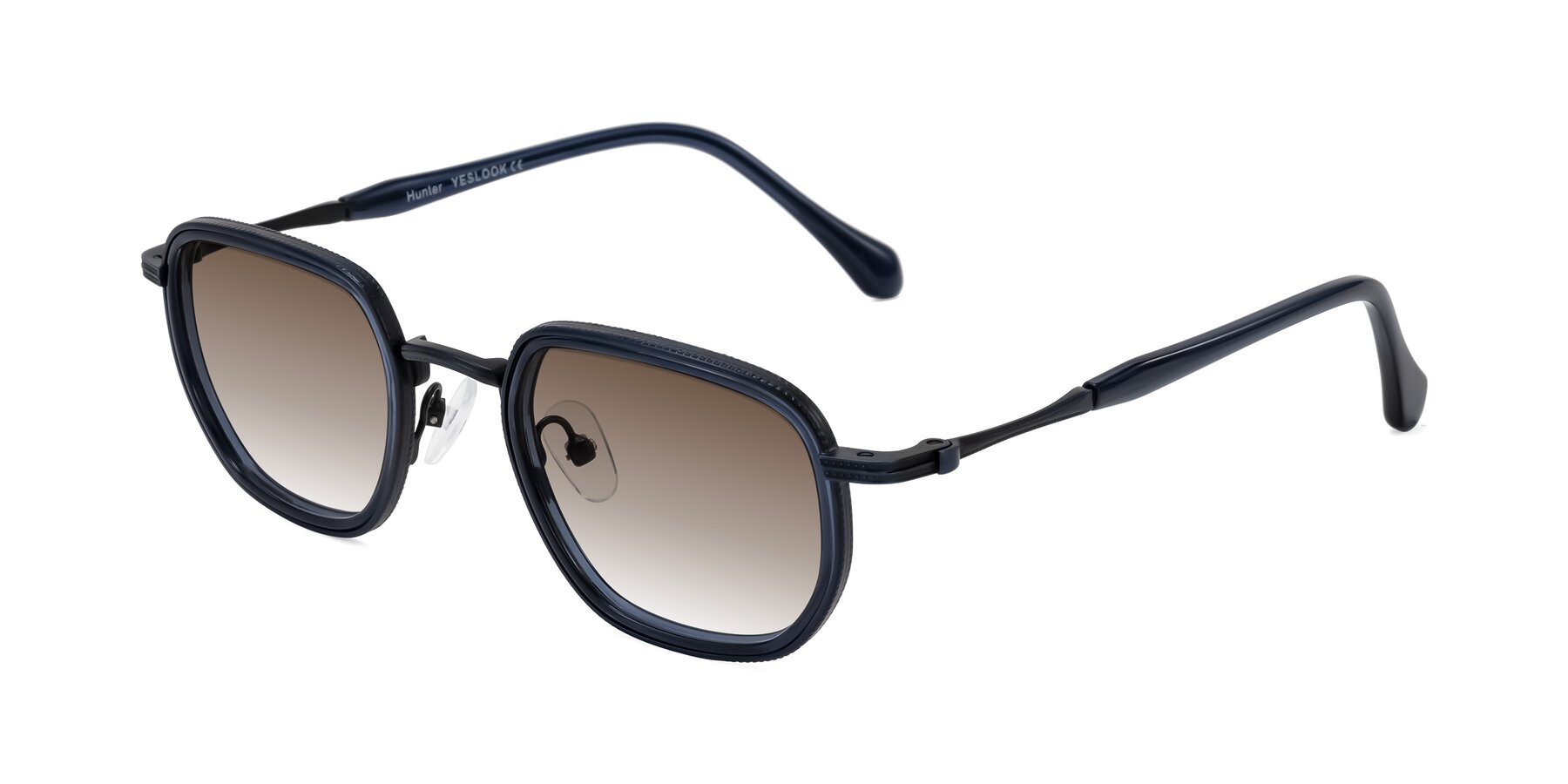 Angle of Hunter in Midnight Blue with Brown Gradient Lenses