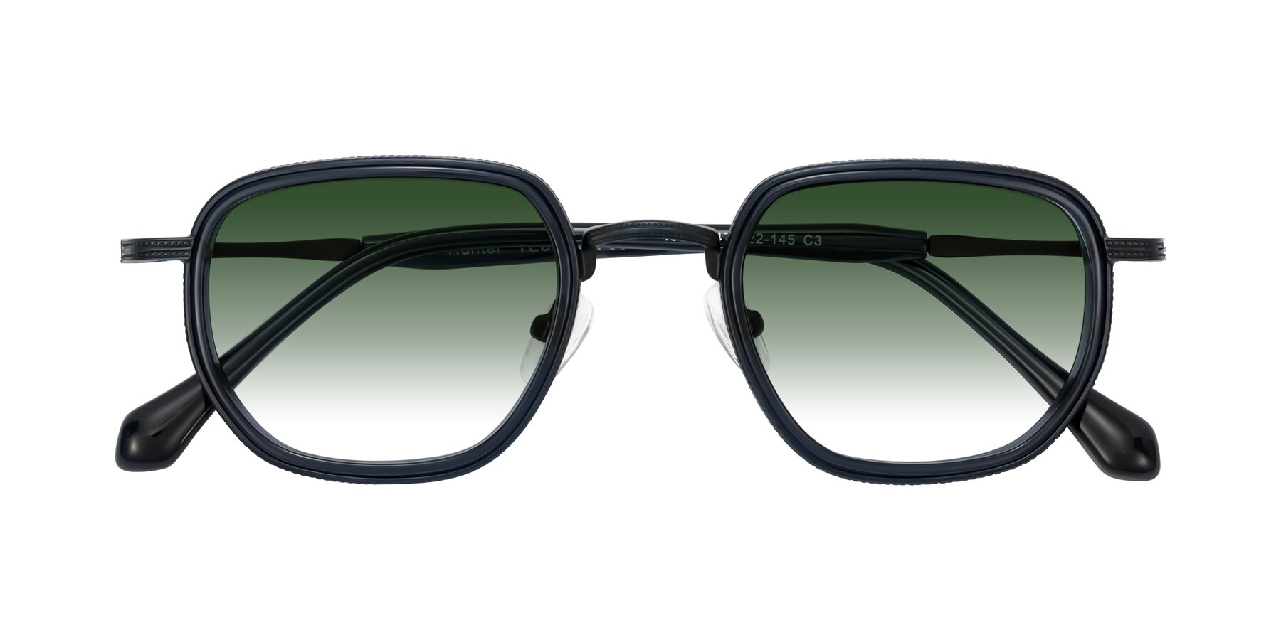 Folded Front of Hunter in Midnight Blue with Green Gradient Lenses