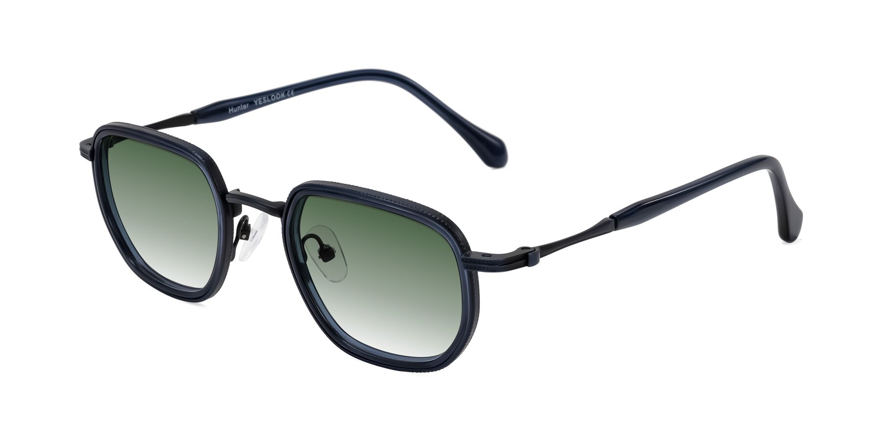 Angle of Hunter in Midnight Blue with Green Gradient Lenses