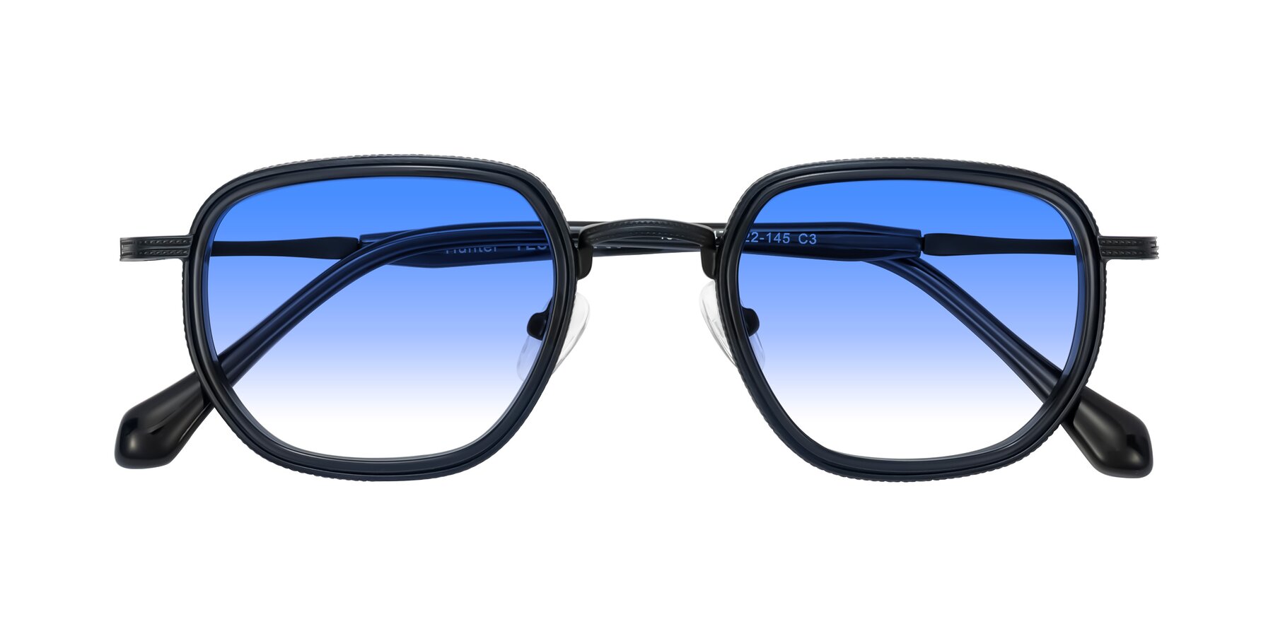 Folded Front of Hunter in Midnight Blue with Blue Gradient Lenses