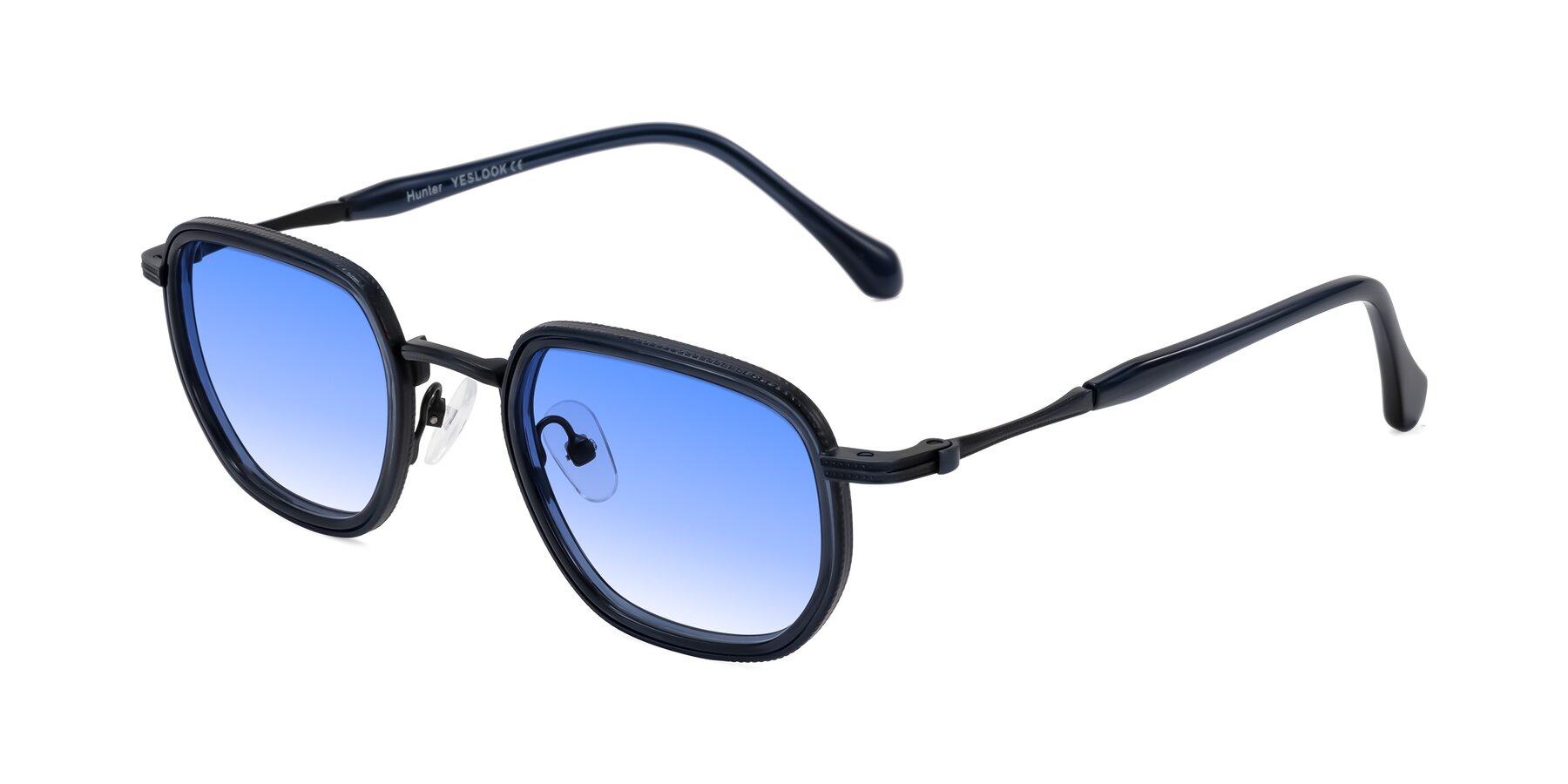 Angle of Hunter in Midnight Blue with Blue Gradient Lenses