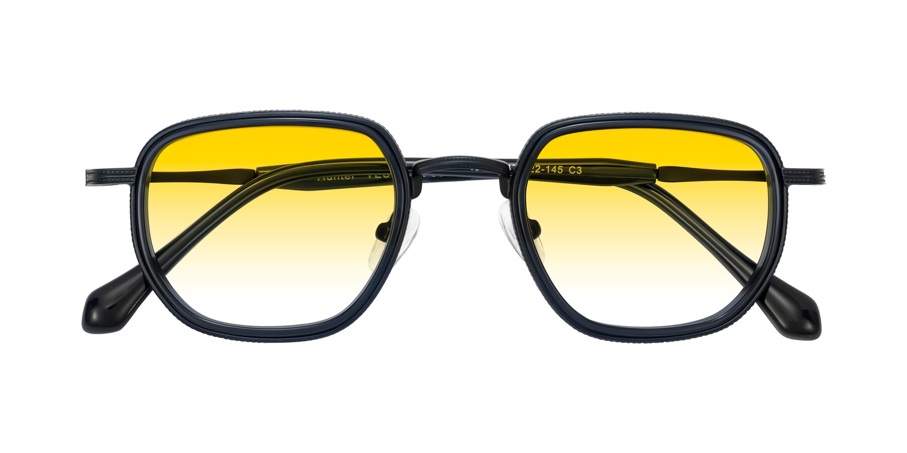 Folded Front of Hunter in Midnight Blue with Yellow Gradient Lenses