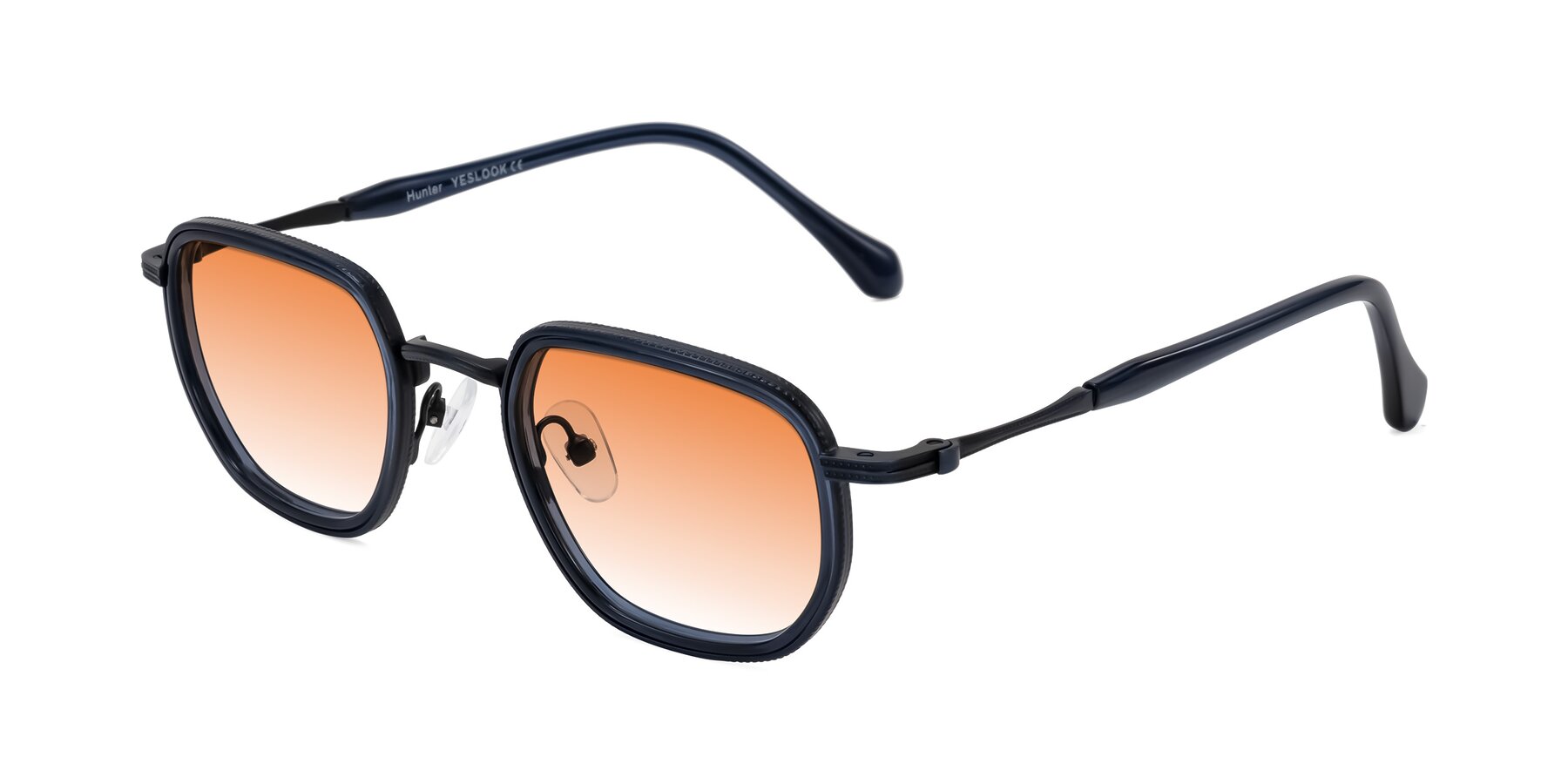 Angle of Hunter in Midnight Blue with Orange Gradient Lenses