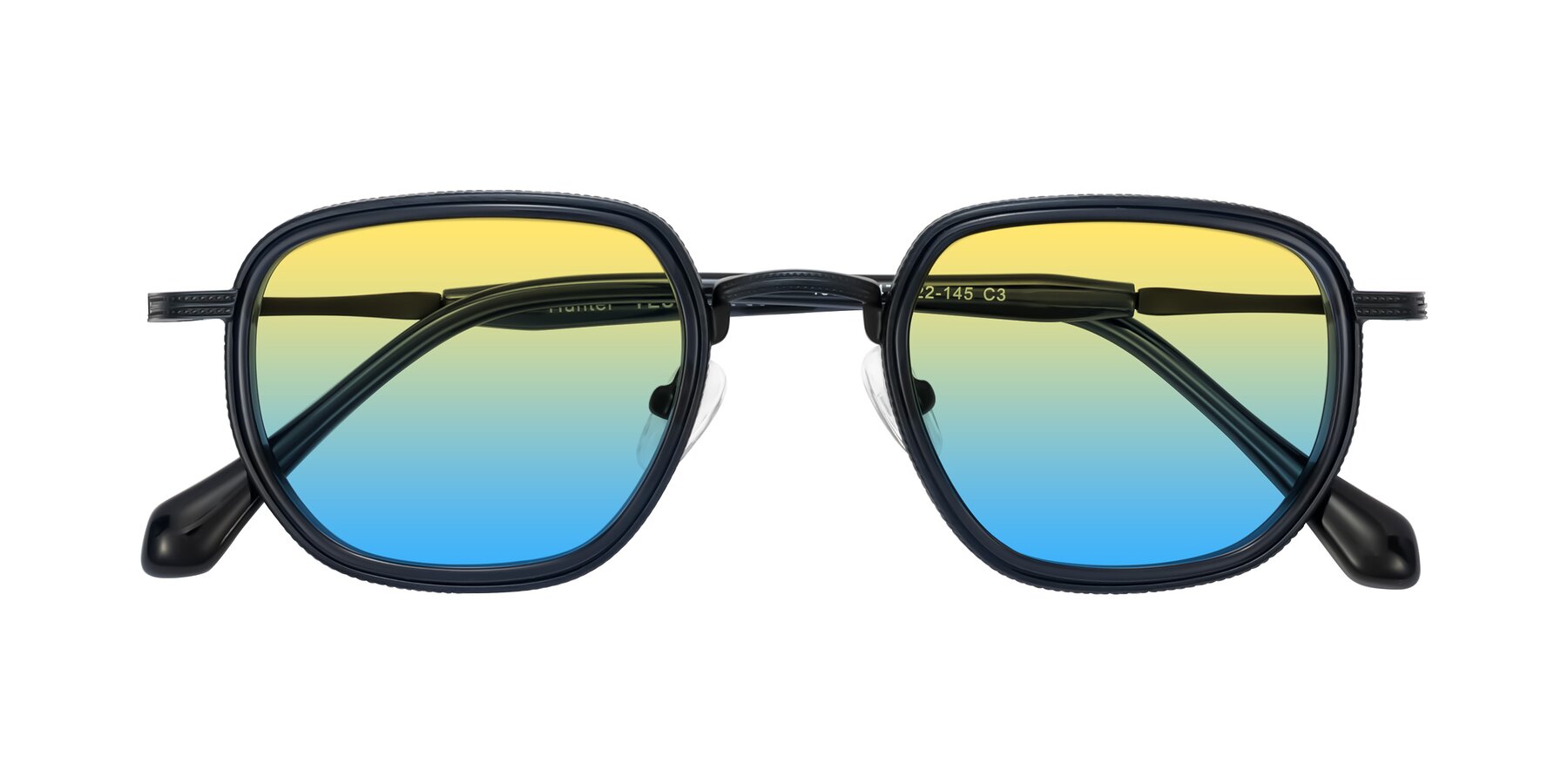 Folded Front of Hunter in Midnight Blue with Yellow / Blue Gradient Lenses