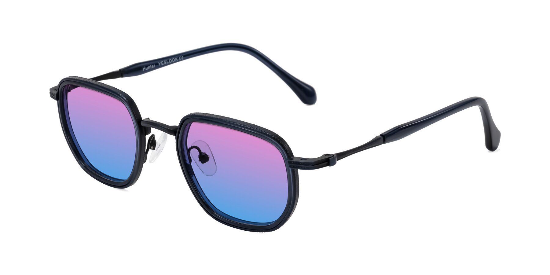 Angle of Hunter in Midnight Blue with Pink / Blue Gradient Lenses