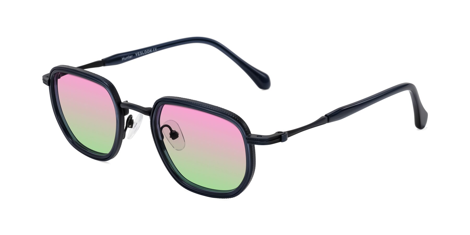 Angle of Hunter in Midnight Blue with Pink / Green Gradient Lenses