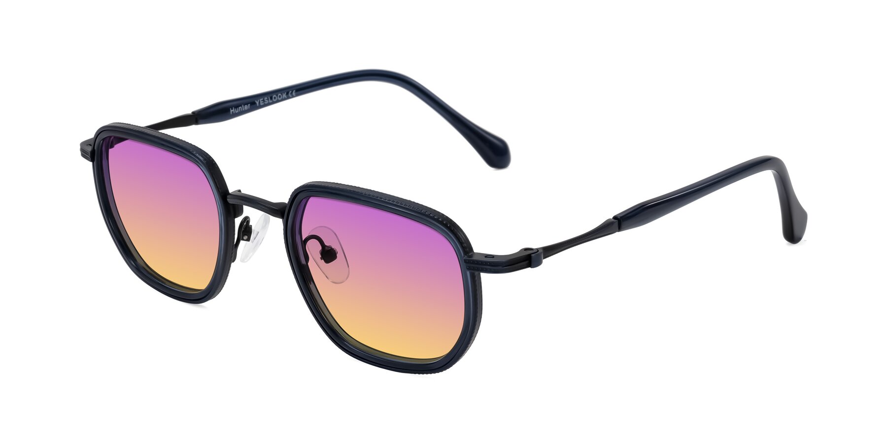 Angle of Hunter in Midnight Blue with Purple / Yellow Gradient Lenses