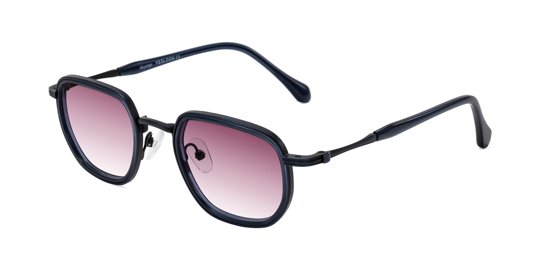 Angle of Hunter in Midnight Blue with Wine Gradient Lenses