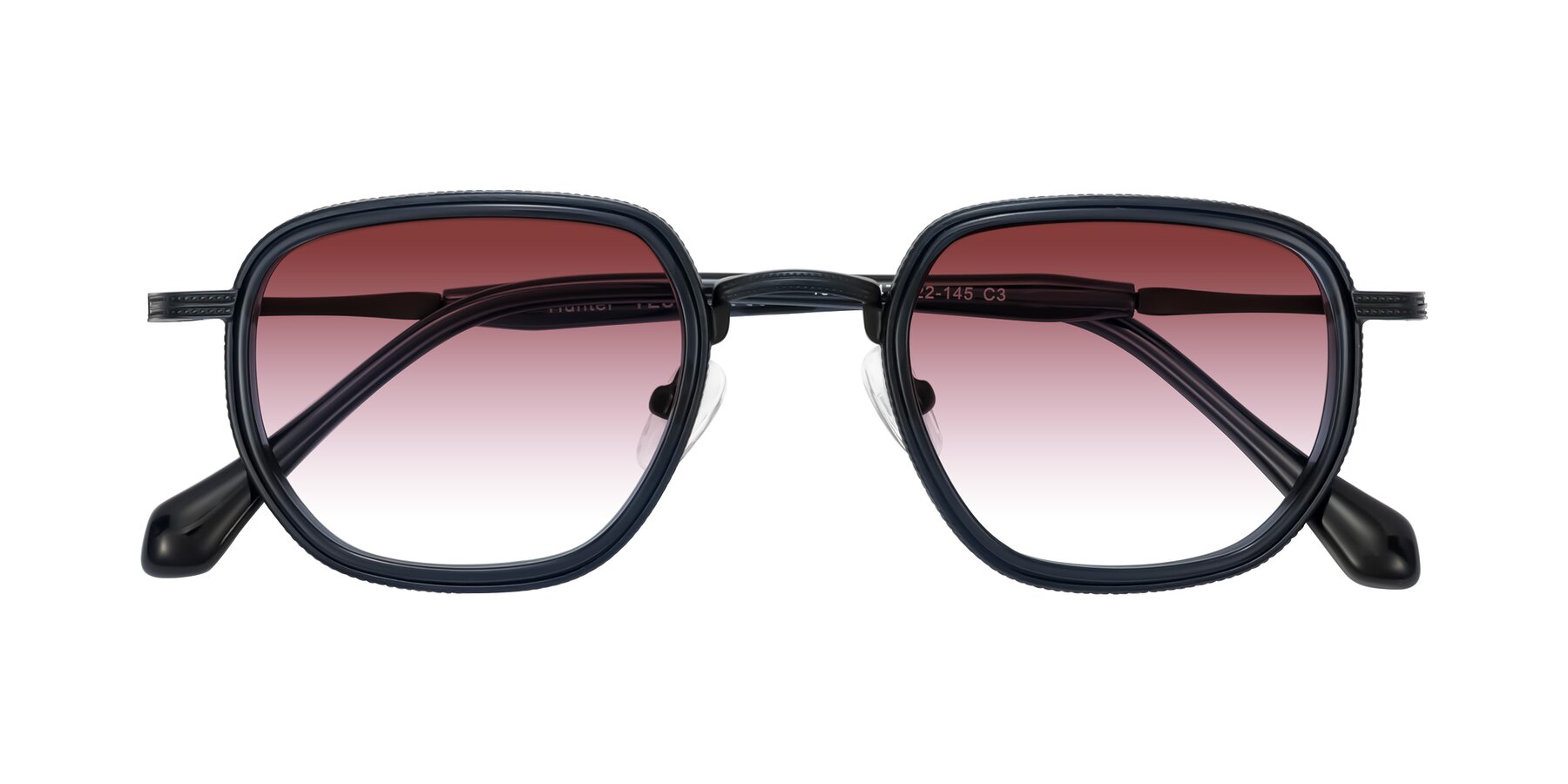 Folded Front of Hunter in Midnight Blue with Garnet Gradient Lenses