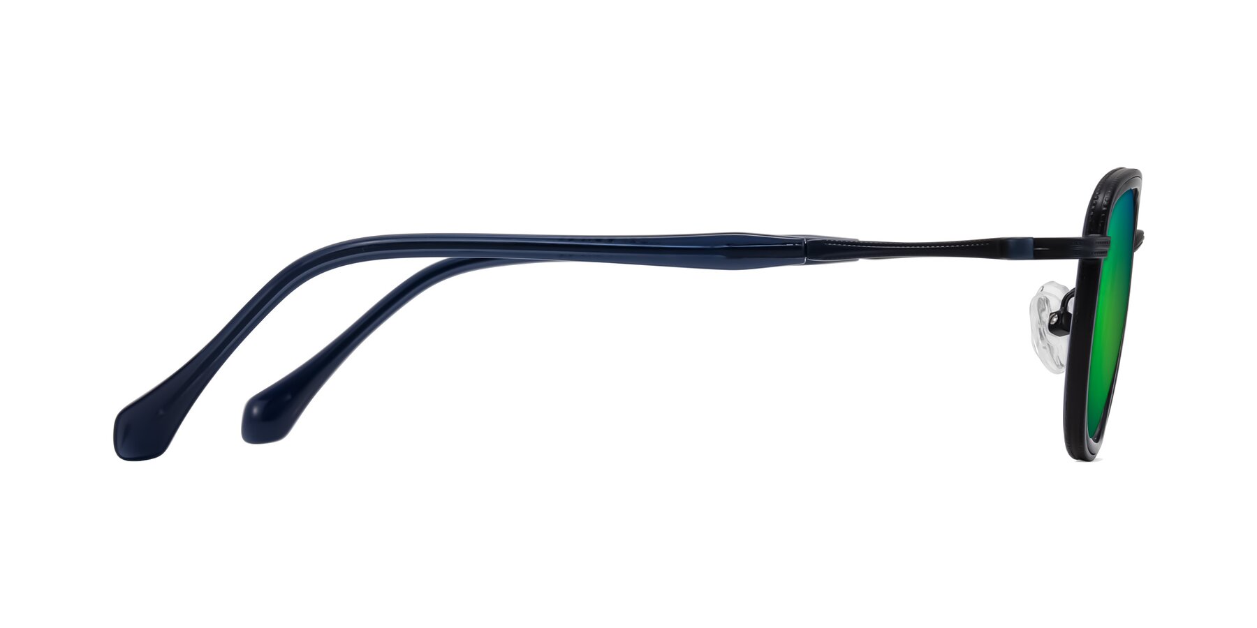 Side of Hunter in Midnight Blue with Green Mirrored Lenses