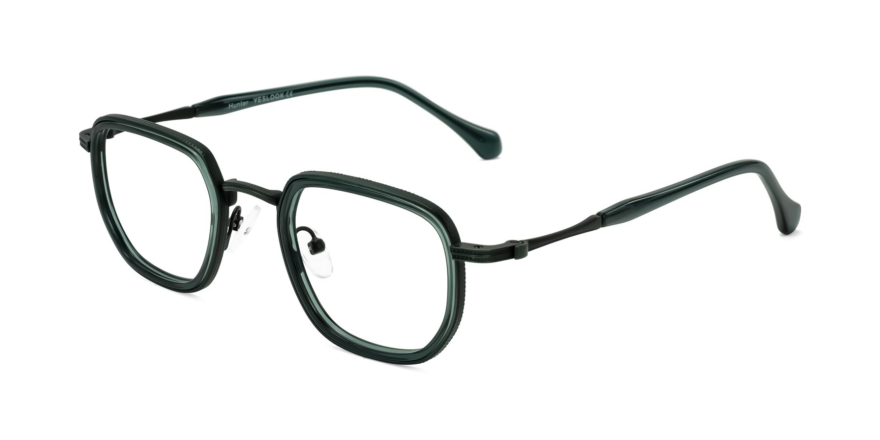 Angle of Hunter in Deep Forest Green with Clear Blue Light Blocking Lenses