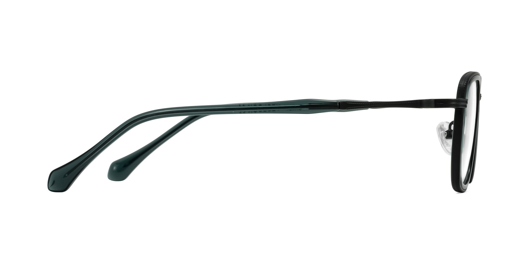 Side of Hunter in Deep Forest Green with Clear Blue Light Blocking Lenses