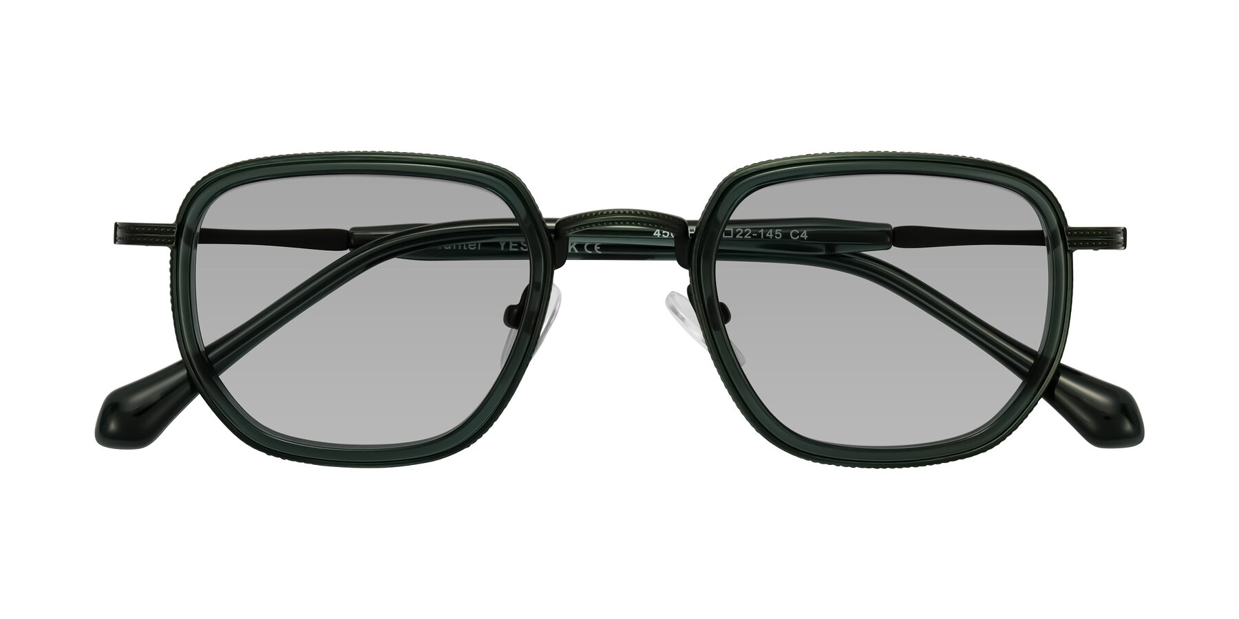 Folded Front of Hunter in Deep Forest Green with Light Gray Tinted Lenses
