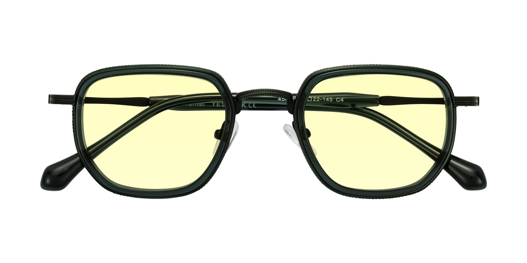 Folded Front of Hunter in Deep Forest Green with Light Yellow Tinted Lenses