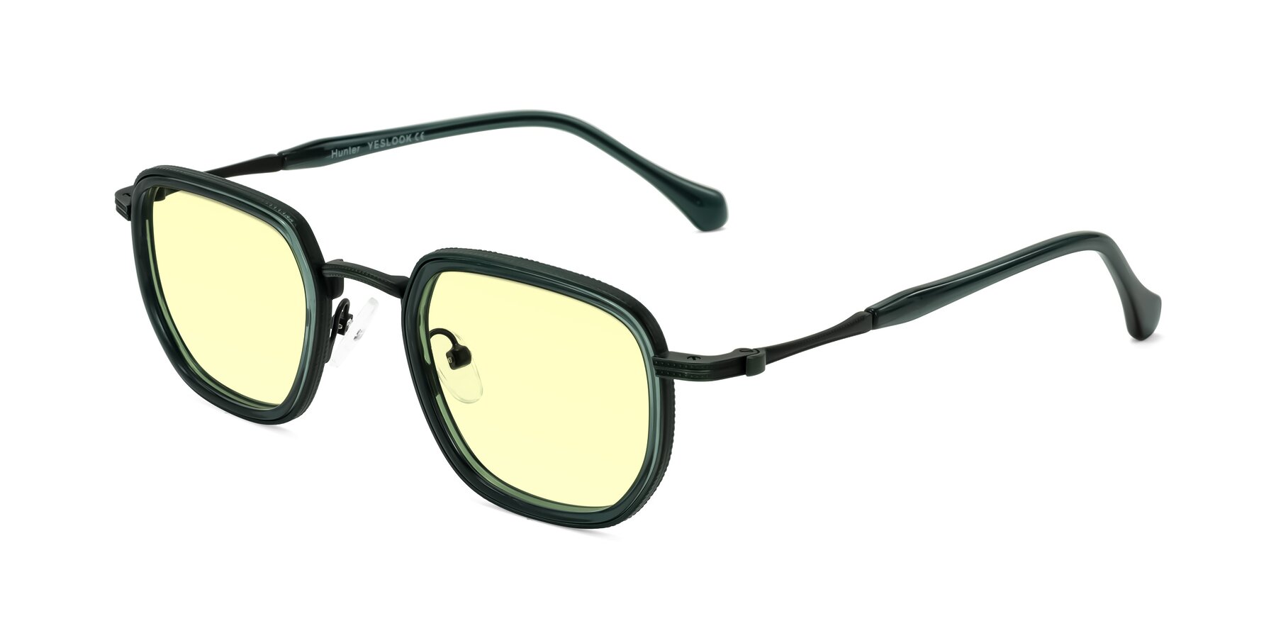 Angle of Hunter in Deep Forest Green with Light Yellow Tinted Lenses