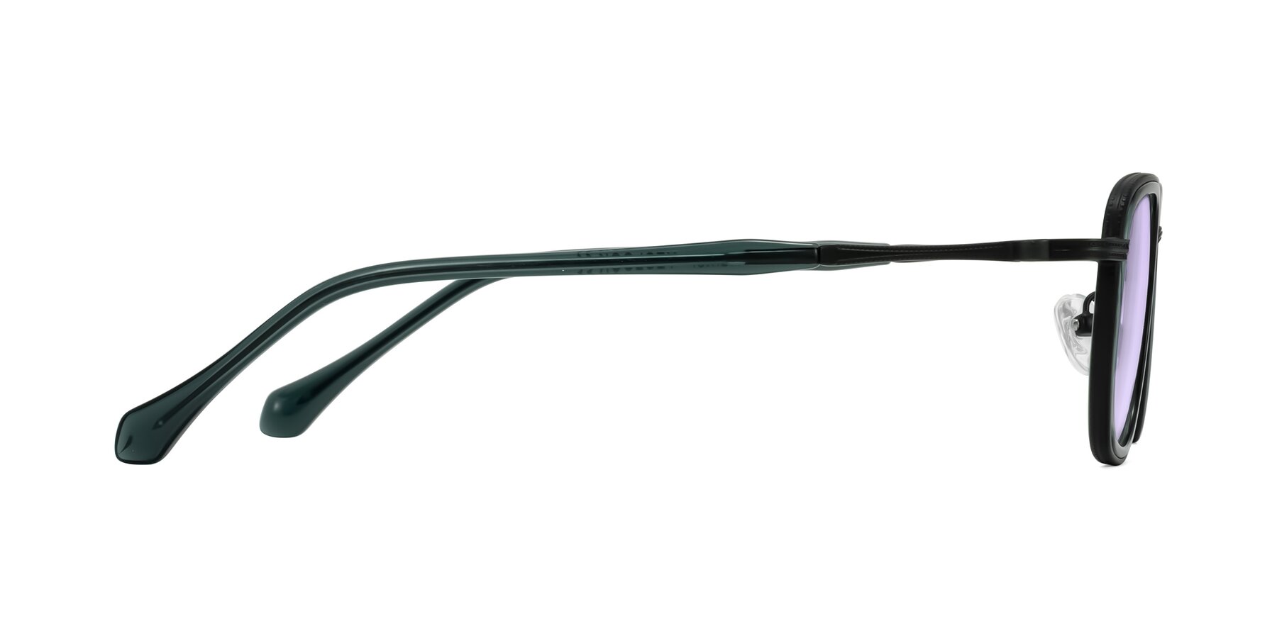 Side of Hunter in Deep Forest Green with Light Purple Tinted Lenses