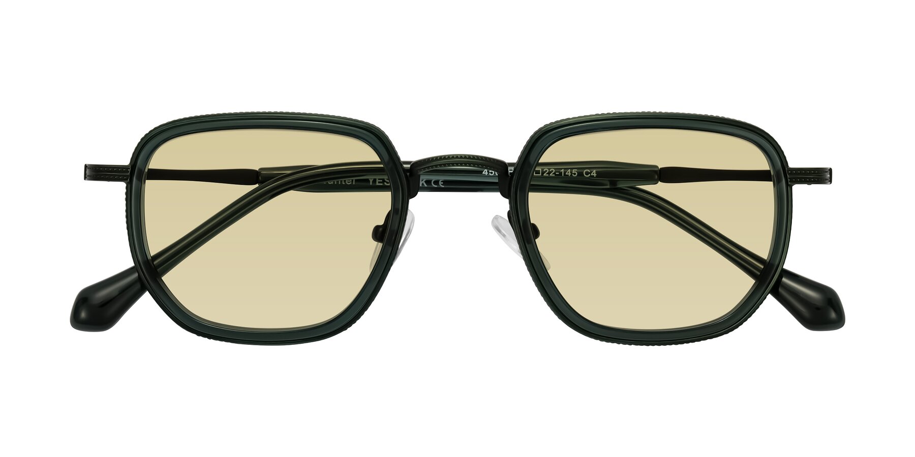 Folded Front of Hunter in Deep Forest Green with Light Champagne Tinted Lenses