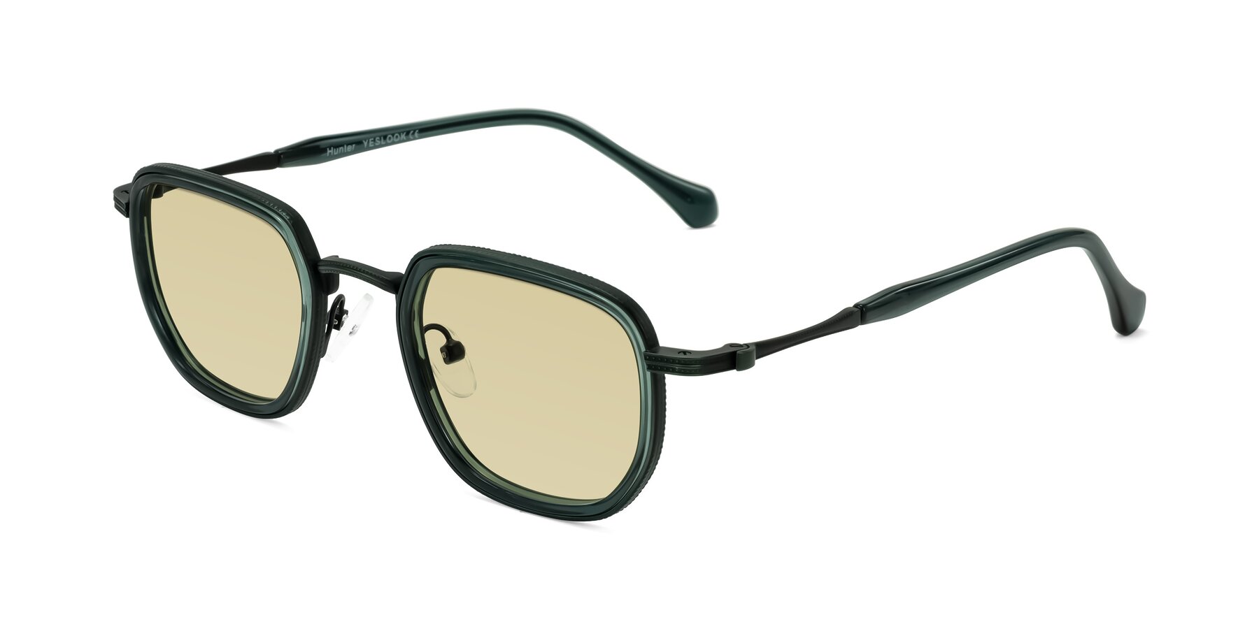 Angle of Hunter in Deep Forest Green with Light Champagne Tinted Lenses