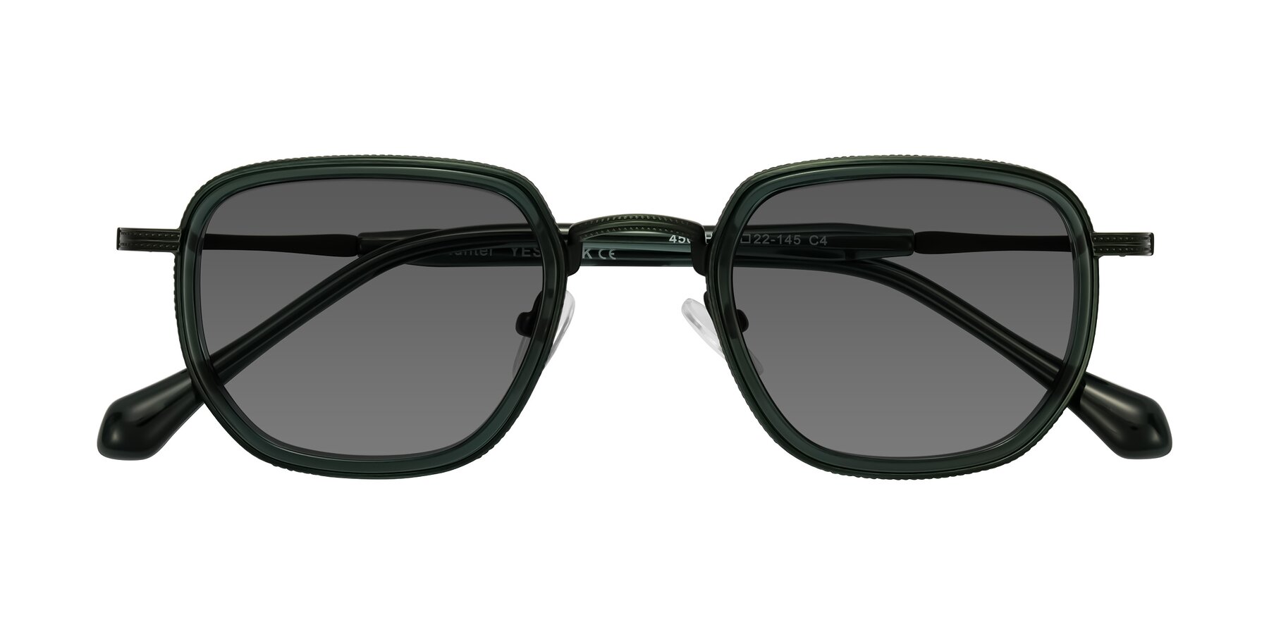 Folded Front of Hunter in Deep Forest Green with Medium Gray Tinted Lenses