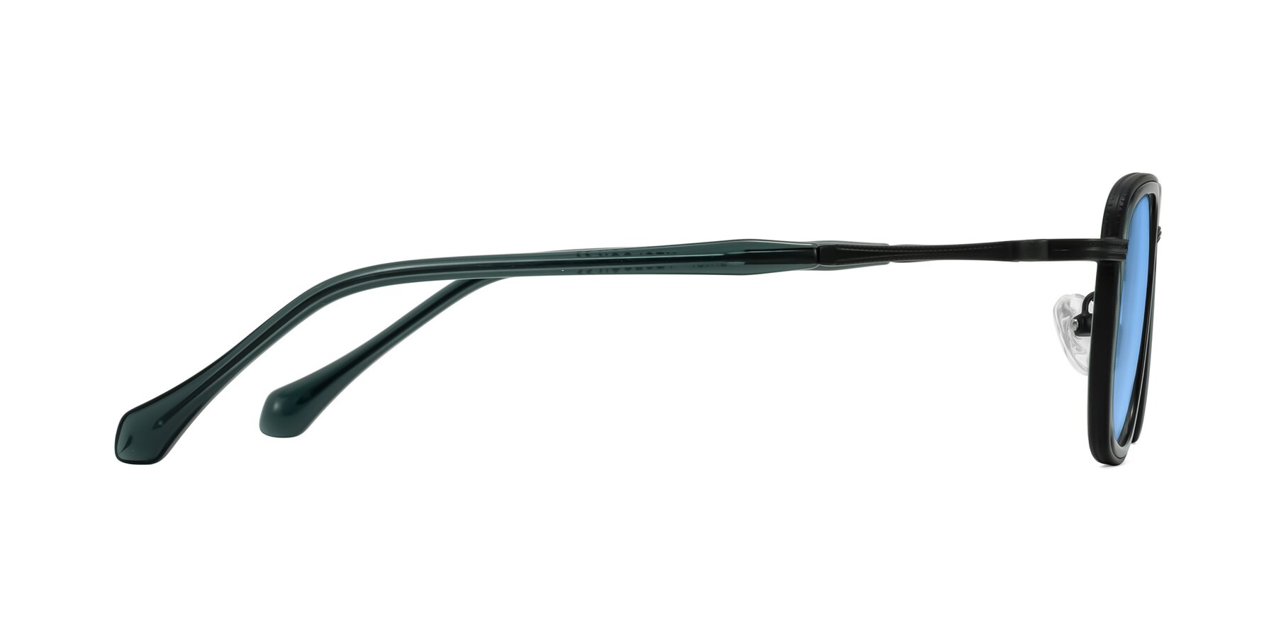 Side of Hunter in Deep Forest Green with Medium Blue Tinted Lenses