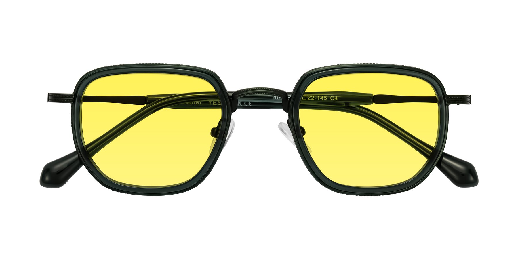 Folded Front of Hunter in Deep Forest Green with Medium Yellow Tinted Lenses