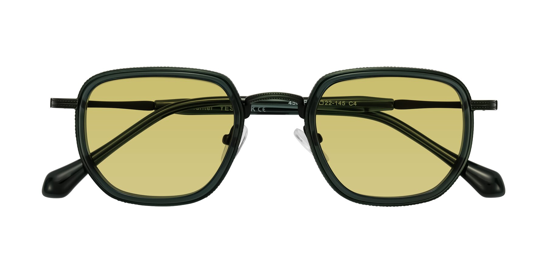 Folded Front of Hunter in Deep Forest Green with Medium Champagne Tinted Lenses