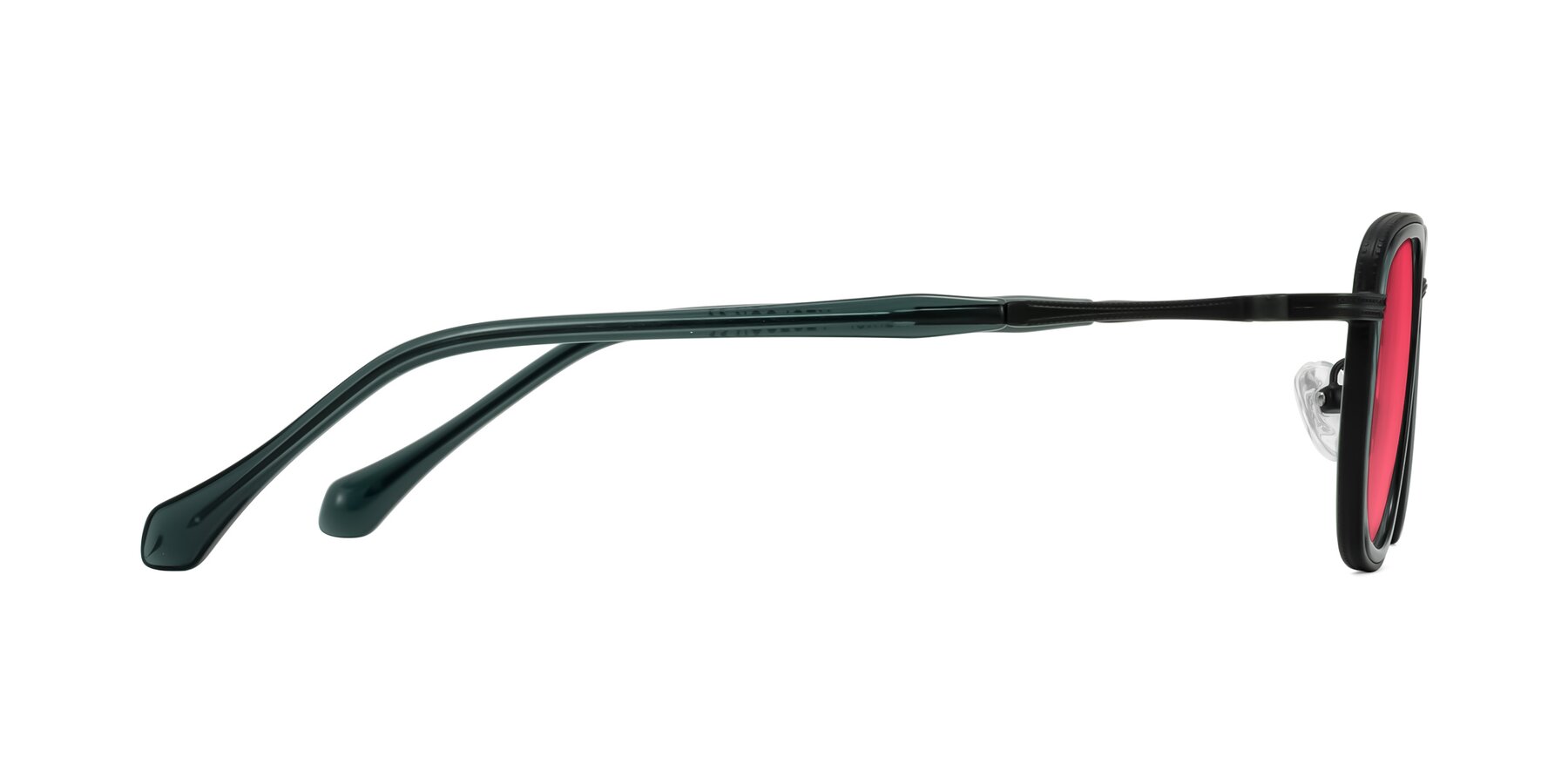 Side of Hunter in Deep Forest Green with Red Tinted Lenses