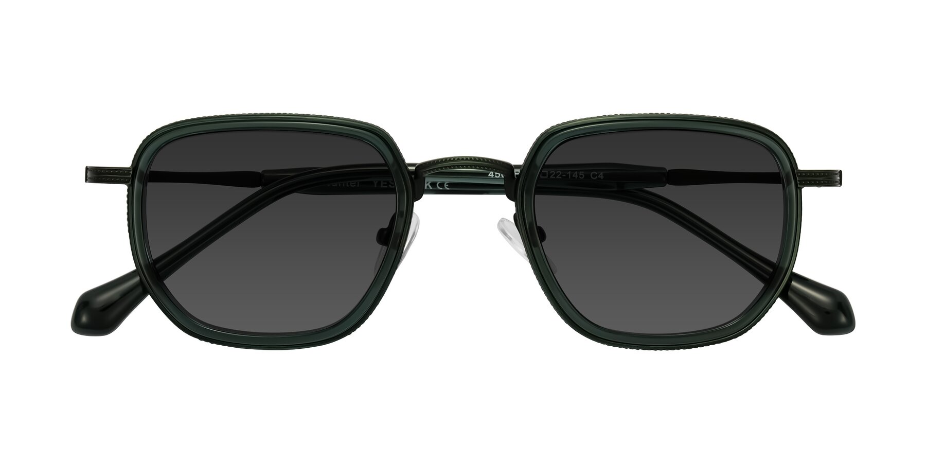Folded Front of Hunter in Deep Forest Green with Gray Tinted Lenses