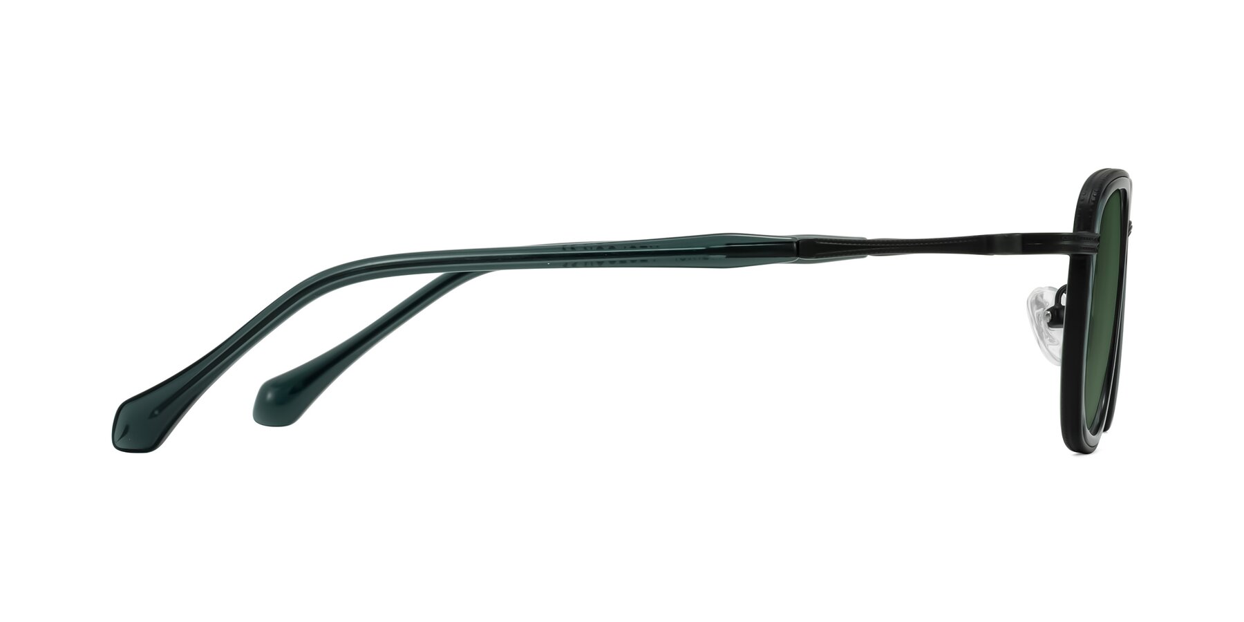 Side of Hunter in Deep Forest Green with Green Tinted Lenses