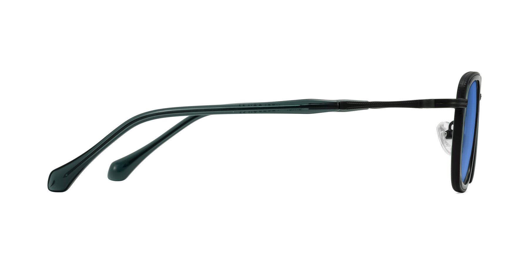Side of Hunter in Deep Forest Green with Blue Tinted Lenses