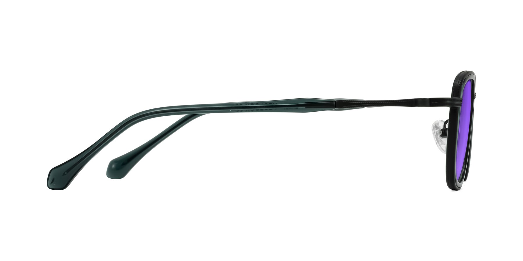 Side of Hunter in Deep Forest Green with Purple Tinted Lenses