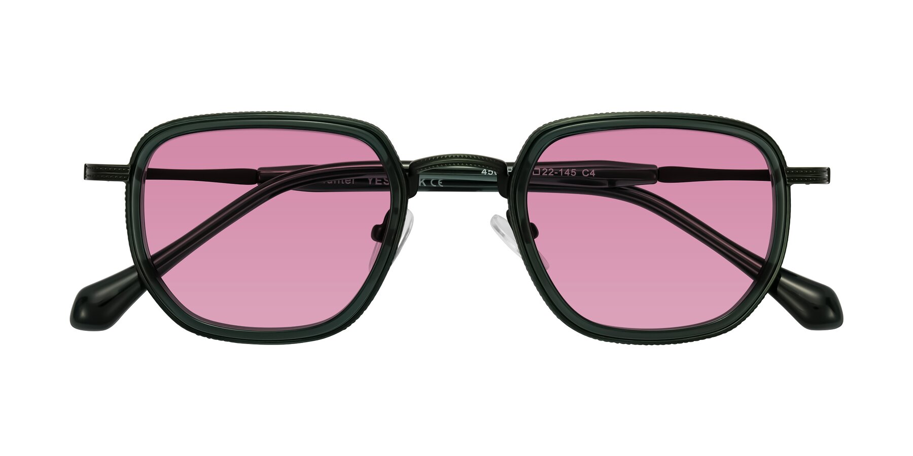 Folded Front of Hunter in Deep Forest Green with Medium Wine Tinted Lenses