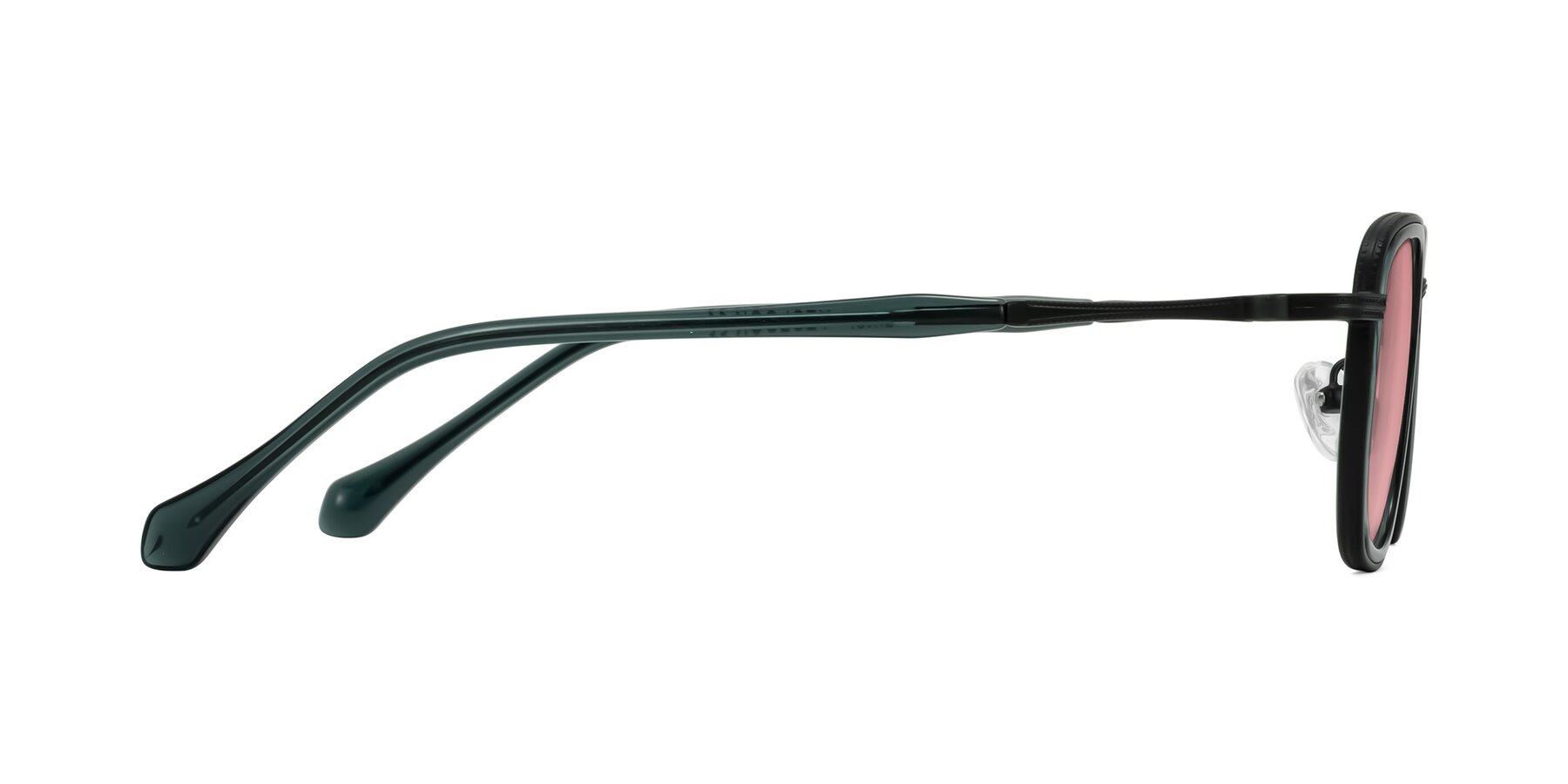Side of Hunter in Deep Forest Green with Medium Garnet Tinted Lenses