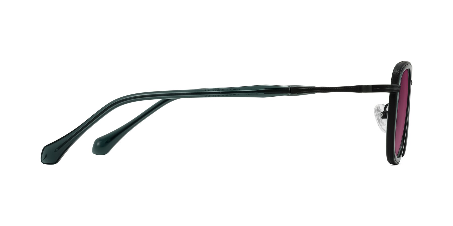Side of Hunter in Deep Forest Green with Wine Tinted Lenses