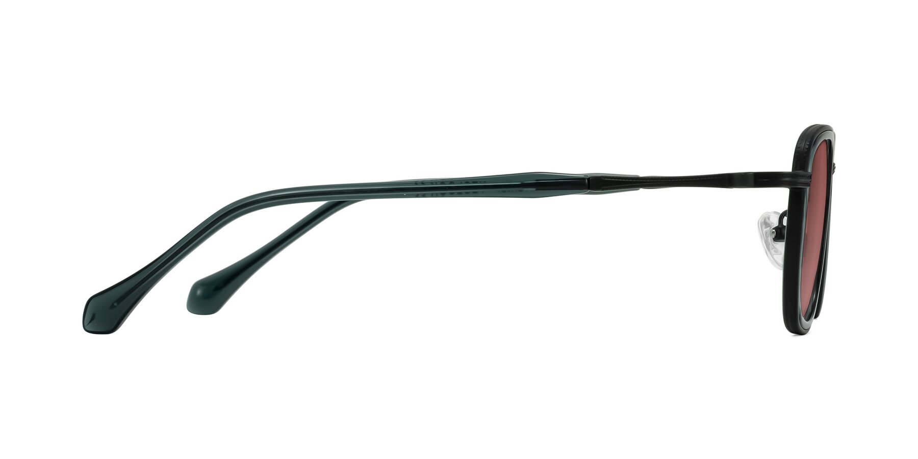 Side of Hunter in Deep Forest Green with Garnet Tinted Lenses