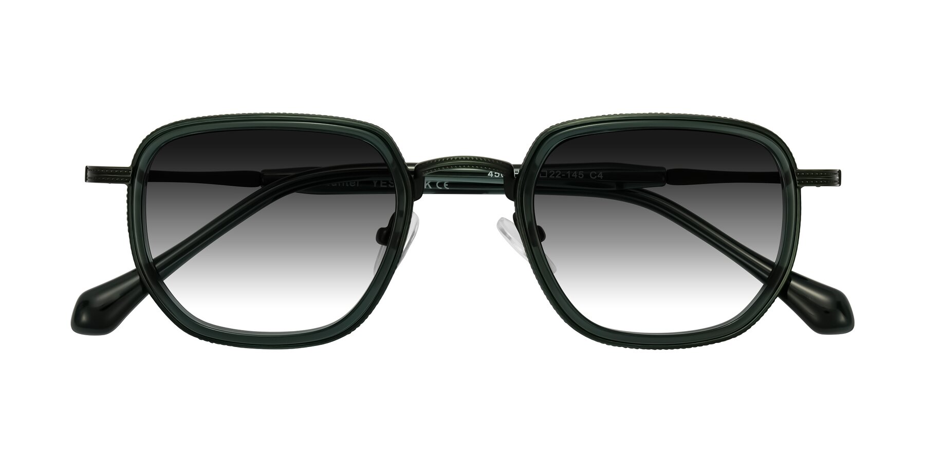 Folded Front of Hunter in Deep Forest Green with Gray Gradient Lenses