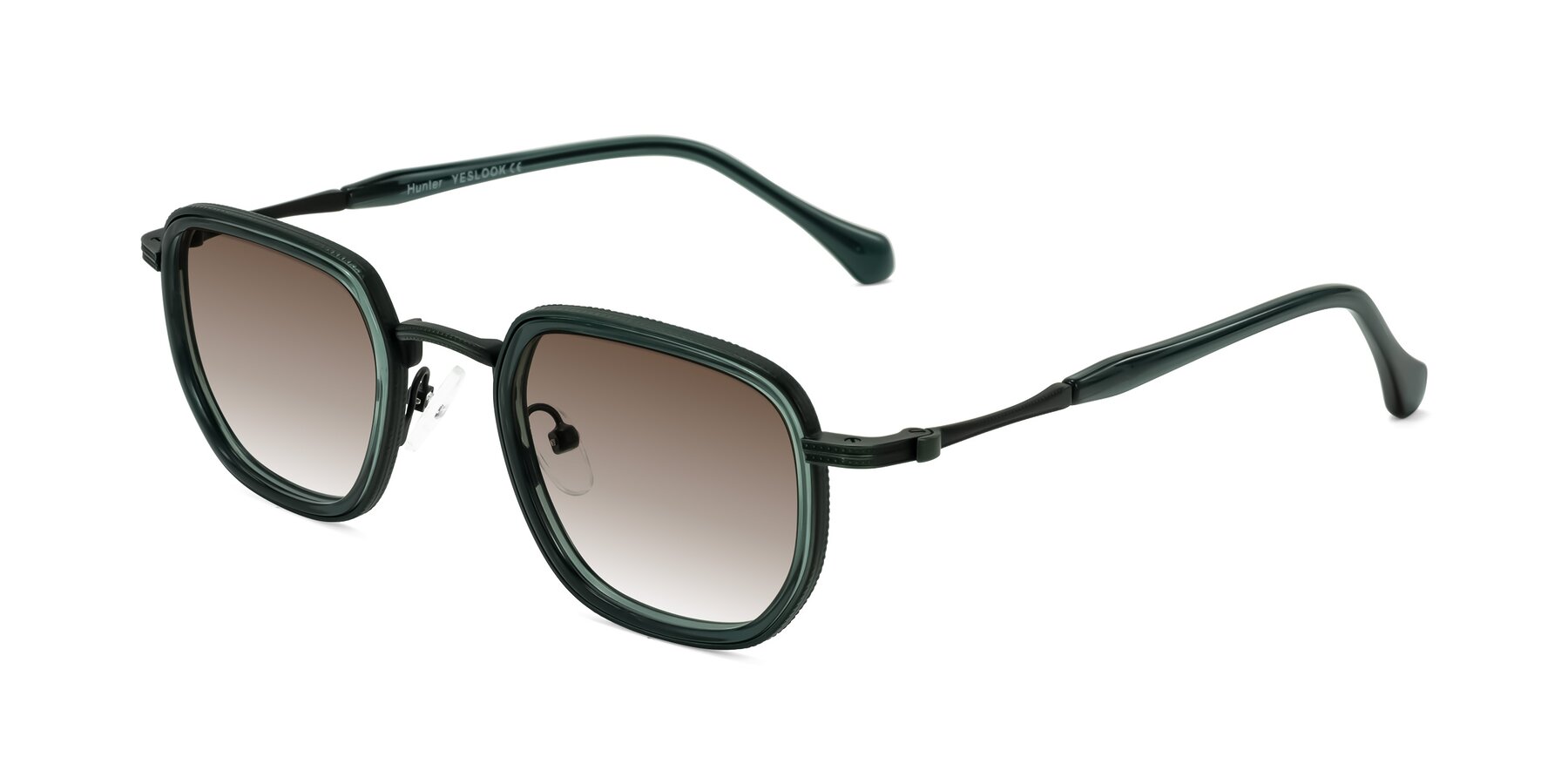 Angle of Hunter in Deep Forest Green with Brown Gradient Lenses