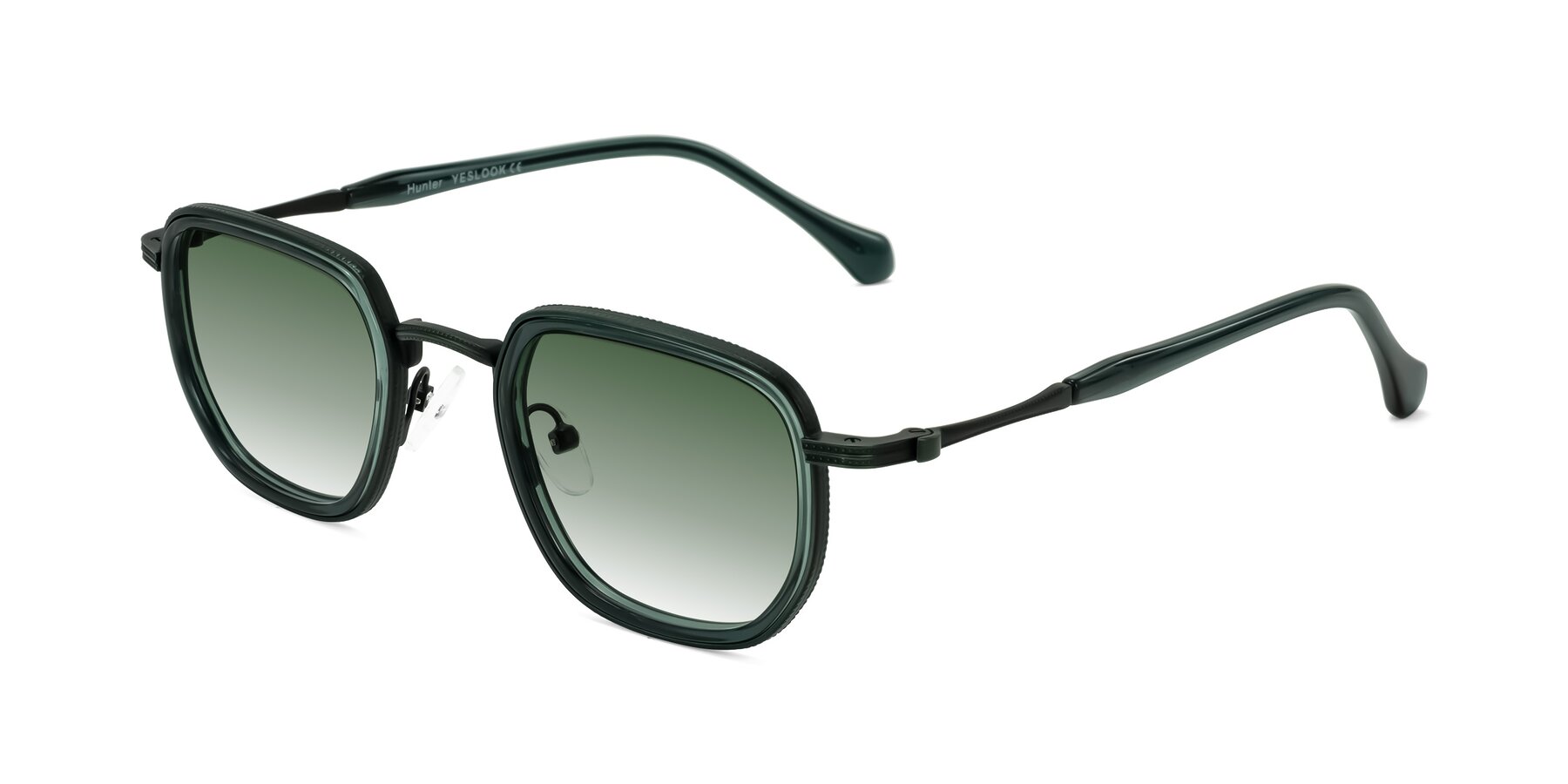 Angle of Hunter in Deep Forest Green with Green Gradient Lenses